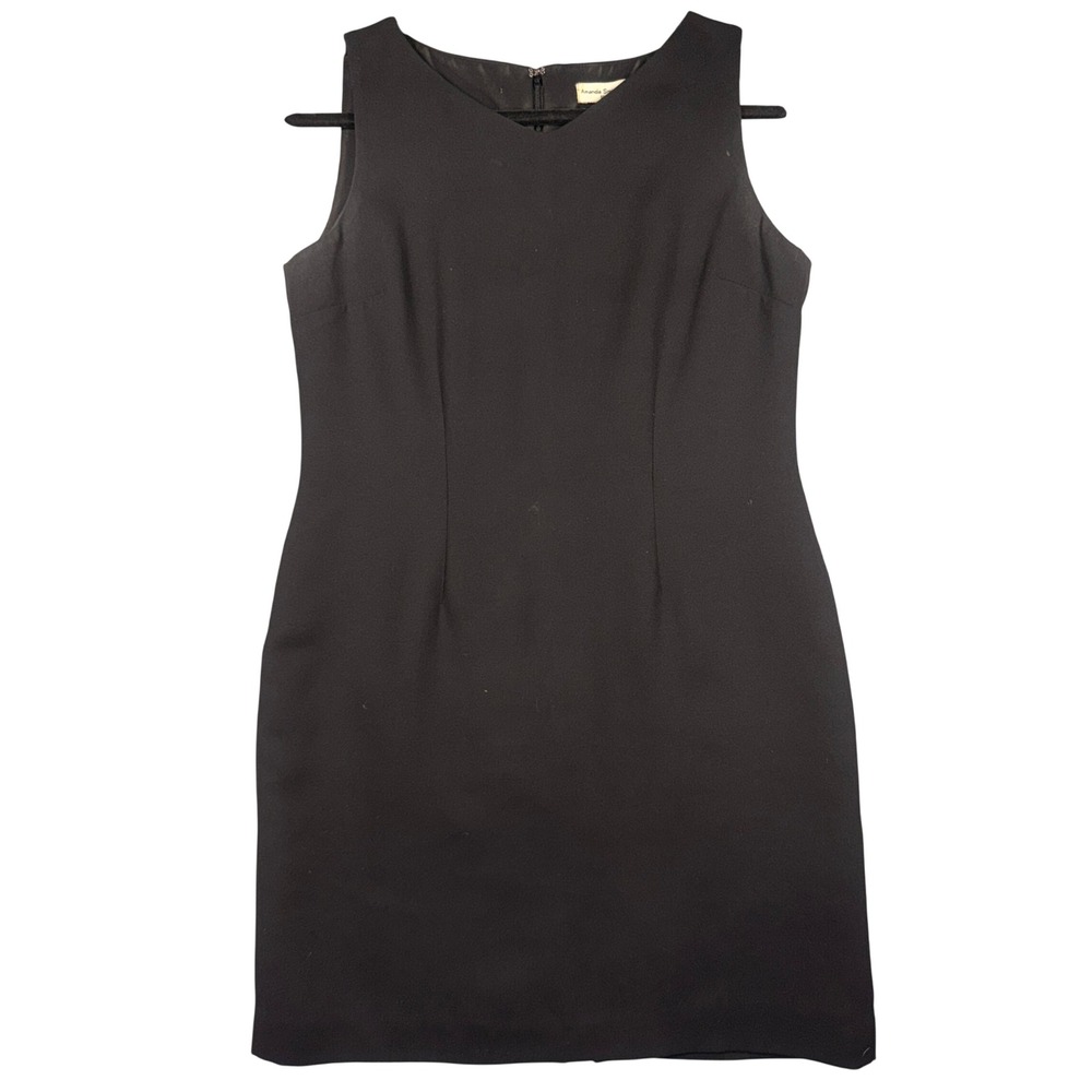 Amanda Smith Petite Sheath Dress 10P Women Black Sleeveless V-Neck Polyester